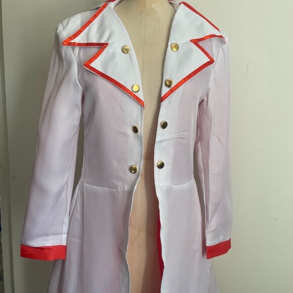White and Red Long Military Uniform Style Cosplay Coat - Picture 1 of 11